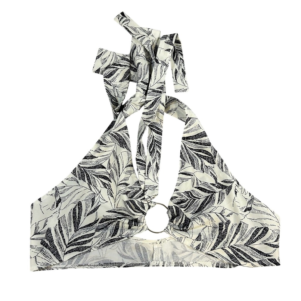 Tropical Leaf Print Halter Neck Crop Top‎ & Shorts Set Women's Size M